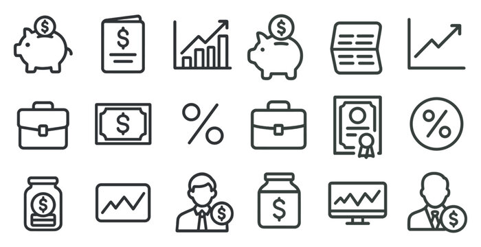 Business and finance icons for investment and growth projects