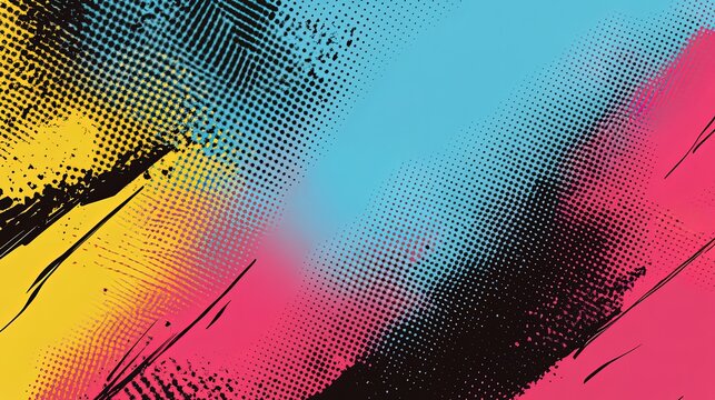 A comic-style banner background with halftone effects