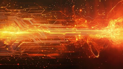 Obraz premium A high-tech digital banner background with circuit line