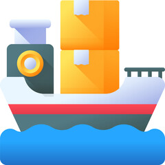 cargo boat illustration on a white background       