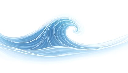 Blue wave graphic swirling with white highlights and light tones on a white background