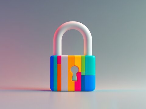 Abstract Colorful Padlock Illustration, Symbolizing Security and Protection. - Powered by Adobe