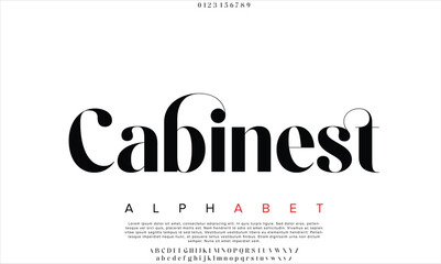 Obraz premium Luxury Cabinest Regular alphabet letters font for logo