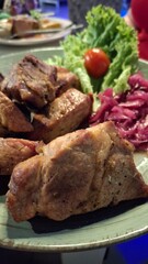grilled meat with vegetables