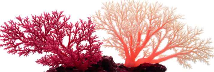 Colorful coral reef isolated on black background, showcasing underwater marine life