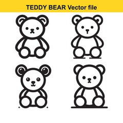 Cute Teddy Bear Line Art Cartoon - Minimalist Vector Illustration for Nursery & Branding
