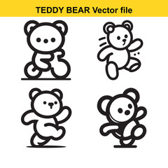 Cute Teddy Bear Line Art Cartoon - Minimalist Vector Illustration for Nursery & Branding