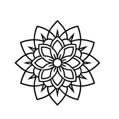 Elegant Floral Mandala Design in Black and White for Coloring Pages and Creative Projects