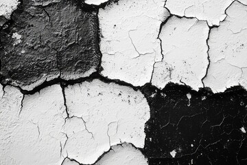 Fototapeta premium Cracked Paint Texture - Black and white of cracked and peeling paint on a surface. Shows texture and age