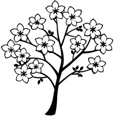 CherryBlossom  Cute Retro Crayon Style AI Vector for Digital Design