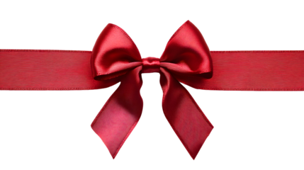 Elegant Red Satin Ribbon Bow Isolated on Transparent Background for Gift Wrapping and Decoration