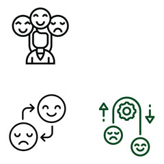 person's expression outline, mood swing, and intelligence icon vector.