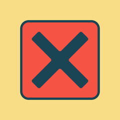 Minimalist Illustration of a Thick X Mark Centered Within a Vibrant Red Square Commonly Used for Indicating Failure Closure or Denied Action in User Interfaces