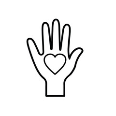Hand with Heart Outline Symbolizing Love Care and Support in a Clean Design