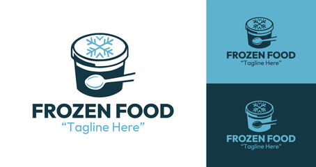 Unique Frozen Food Logo with Ice and Snowflake Symbol for Business