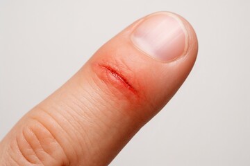 Finger with minor cut and blood from thorn injury  