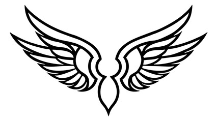 Obraz premium Two symmetrical wings with decorative elements art vector, silhouette, illustration, horizontal, isolated assets, on transparent background