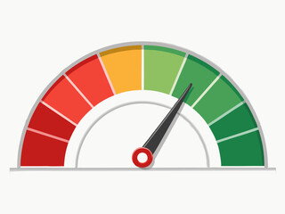 Design a bold, vector graphic of a market sentiment gauge with a strong stroke weight, showcasing positive, neutral, and negative zones.
