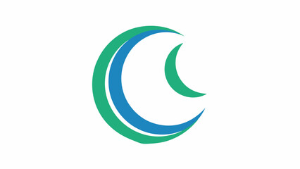 Obraz premium Abstract crescent shape logo with green and blue vector, silhouette, illustration, horizontal, isolated assets, on transparent background