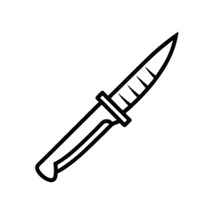 Simple Line Art Illustration of a Hunting Knife with a Sharp Blade and Handle