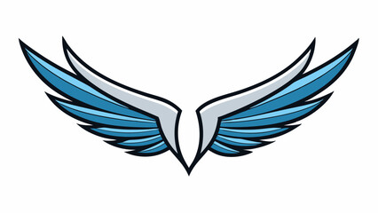Fototapeta premium Stylized blue and white wings symmetrical design vector, silhouette, illustration, horizontal, isolated assets, on transparent background