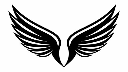 Obraz premium Stylized symmetrical black wings graphic design art vector, silhouette, illustration, horizontal, isolated assets, on transparent background