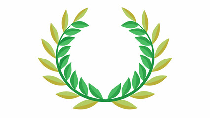 Obraz premium Green and yellow laurel wreath on a white background vector, silhouette, illustration, horizontal, isolated assets, on transparent background