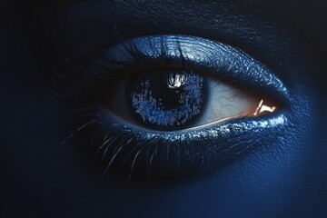 Close-up of a stylized blue eye