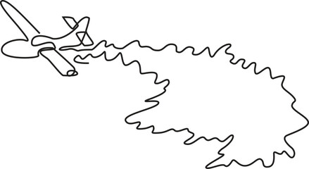 Continuous line drawing of airplane icon. Aircraft linear icon. One line drawing background. Vector illustration. Airplane continuous line.