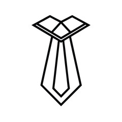 Modern Necktie Icon in Black Outline Style for Business Fashion and Formal Wear