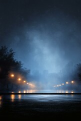 Obraz premium Misty Night Road Scene Illustration
