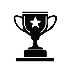 Black Silhouette Trophy Cup with Star Symbolizing Victory and Achievement in Competition or Excellence