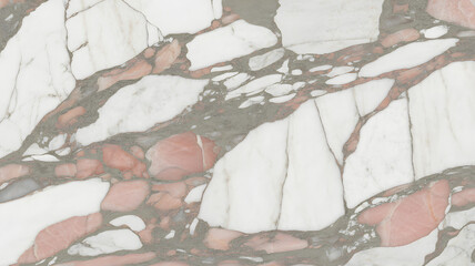 Full-frame 2D slab of Arabescato marble with Rosa Portugallo pink undertones softly blended.