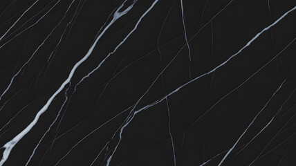 Full-frame 2D black marquina marble slab with clean, fine white veins on a matte black surface.