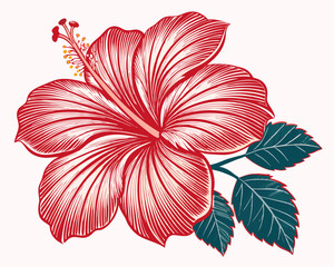 Create a bold, vector illustration of a hibiscus flower with thick, black strokes.  Focus on strong outlines and graphic style. © adobe1 stock