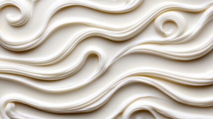 Fototapeta premium Creamy, textured swirls of white frosting create a visually appealing surface, perfect for culinary blogs, baking tutorials, or design projects focused on food styling,