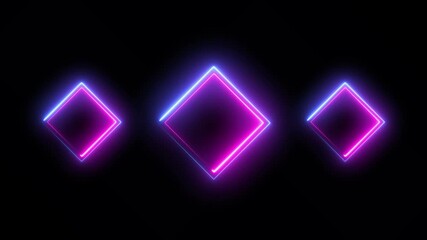 Square shape glowing neon lights animation isolated on black background - Powered by Adobe