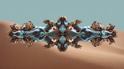 conceptual design for time paradox | spiritual distortion | dreamlike confusion | burnt sienna and cyan | recursive frame composition | elongated limbs | temporal liquefaction | melting form modeling
