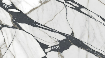 Full-frame 2D slab of Calacatta Lincoln marble with sharp diagonal charcoal veins over cool white.
