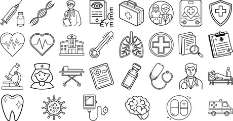 Medical icon set. healthcare icon on white background . medical icon png.