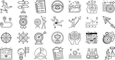 Goal icon set on white background. goal icon png collection