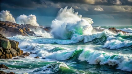 Fototapeta premium Turbulent Atlantic Ocean Sea Wave during Storm