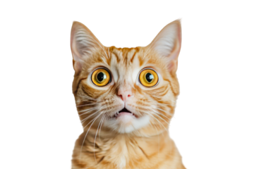 Ginger cat with wide-eyed expression