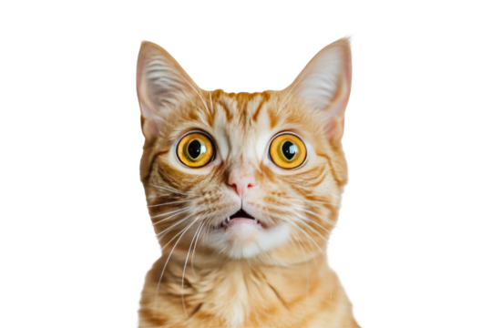Ginger cat with wide-eyed expression