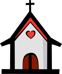 : Kościół i krzyż – religijna ilustracja wektorowa