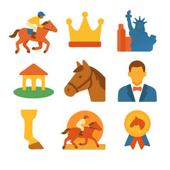 belmont stakes icons are perfect for designs related to horse racing, such as social media posts and promotional materials.