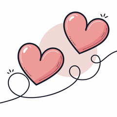 Create a vector illustration of two bold, interconnected hearts with a thick, pronounced stroke.  Design should be clean and modern.