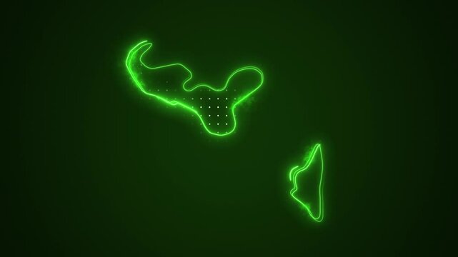Neon Green Tonga Map Borders Outline Loop Background