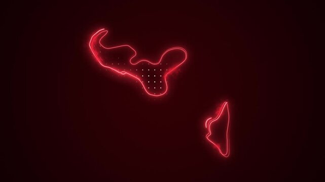 Neon Red Tonga Map Borders Outline Loop Background