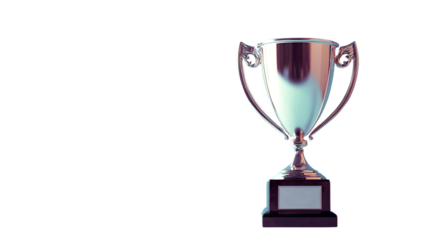 Elegant Silver Trophy Cup with Engraved Base Photo for Awards and Recognition